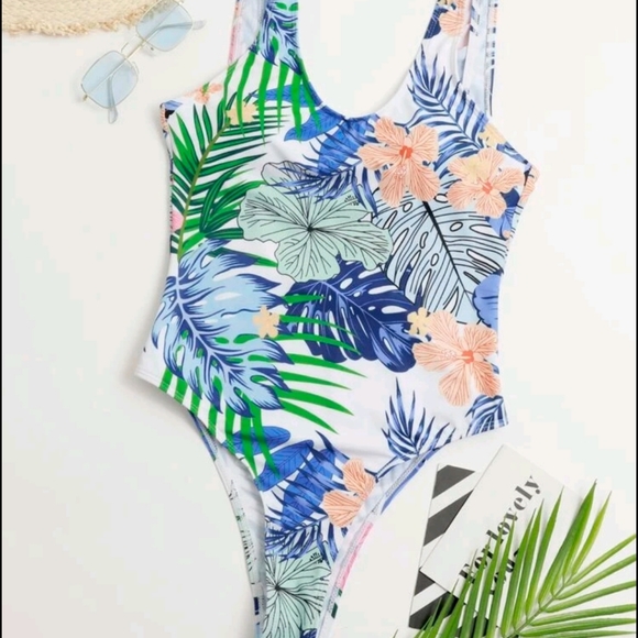 Other - Tropical print one piece swimsuit women'